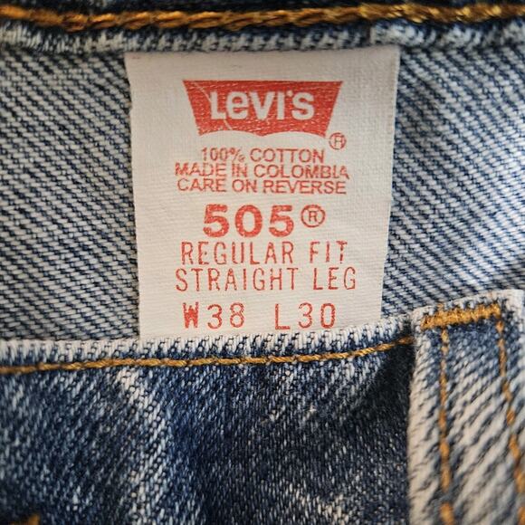 VTG Levis 505 Jeans Men 38x30 Denim Regular Fit Straight Leg Red Tab 90s - Picture 8 of 9